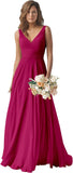 Chiffon Bridesmaid Dresses Long for Women A Line Ruched Formal Porm Evening Gowns