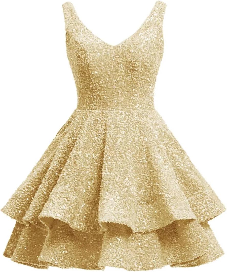 Short 2026 Sparkly Sequin Homecoming Dress for Teen Tiered Corset Ball Prom Cocktail Party Gown for Women