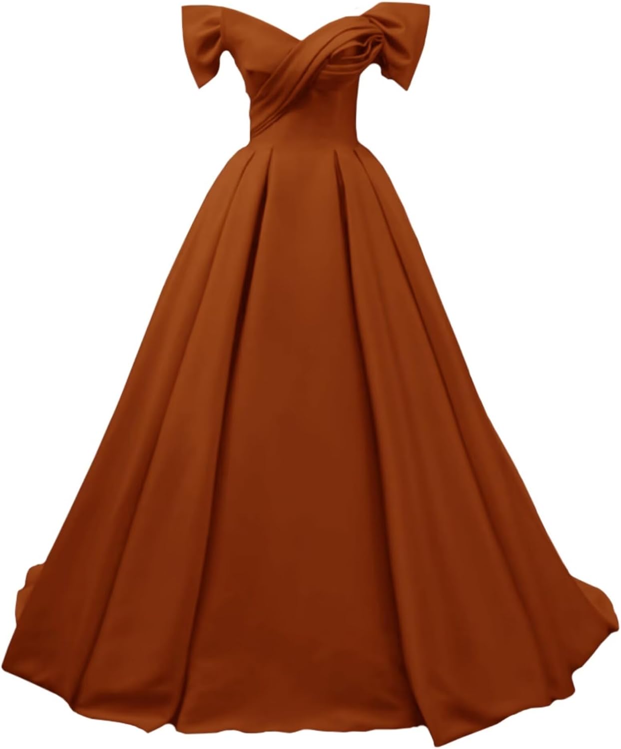 Off Shoulder Satin Prom Dresses for Women V-Neck Elegant A-Line Long Pleated Formal Evening Gown