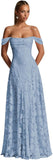 Off The Shoulder Bridesmaid Dresses Long for Women Formal Evening Gown Lace Wedding Guest Dress