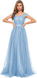 Schulterfreies Ballkleid, langes Ballkleid für Damen, A-Linie, Herzausschnitt, mehrlagiges Tüllkleid für Hochzeit, Abendparty 