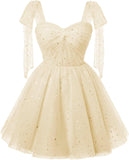Sparkly Strarry Tulle Homecoming Dresses for Teens 2027 A Line Short Cocktail Party Gowns