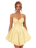 Strapless Sequin Homecoming Dresses for Teens 2026 Sparkly A-line Short Prom Dress Corset Cocktail Party Gowns