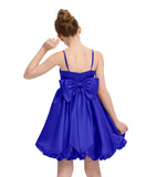 Satin Homecoming Dress for Girls Short Satin Flower Girl Dresses for Wedding Party Prom Gown with Bow