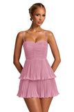 Chiffon Homecoming Dresses for Teens 2026 Spaghetti Straps Short Mini Dress A Line Formal Cocktail Party Prom Dress