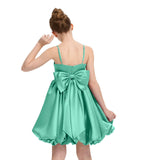Satin Homecoming Dress for Girls Short Satin Flower Girl Dresses for Wedding Party Prom Gown with Bow