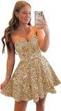 Sequin Short Homecoming Dresses for Teens Sparkly A Line Prom Dress Tight Cocktail Dresses Evening Gown with Pocket