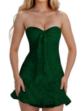Jacquard Chiffon Homecoming Dress Short for Teens 2027 Strapless Mini Prom Gown Ruffle Cocktail Party Dress