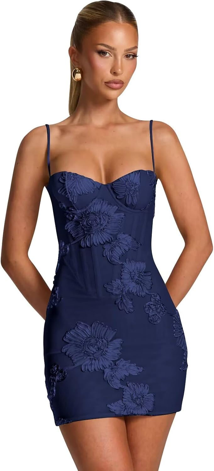 Spaghetti Straps Short Homecoming Dresses 2026 Mini Tight Embroidery Corset Prom Evening Cocktail Dress