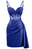 Lace Satin Homecoming Dresses for Teens 2027 Short Prom Dress Spaghetti Straps Corset Cocktail Formal Evening Gowns