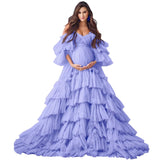 Puffy Tulle Robe Maternity Dress for Photoshoot Off Shoulder Bridal Lingerie Maternity Gowns for BabyShower