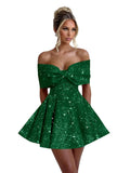 Sparkly Sequins Homecoming Dresses for Teens with Bow 2025 Strapless Short Prom Dress Cocktail Gown