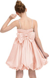 Satin Homecoming Dress for Girls Short Satin Flower Girl Dresses for Wedding Party Prom Gown with Bow
