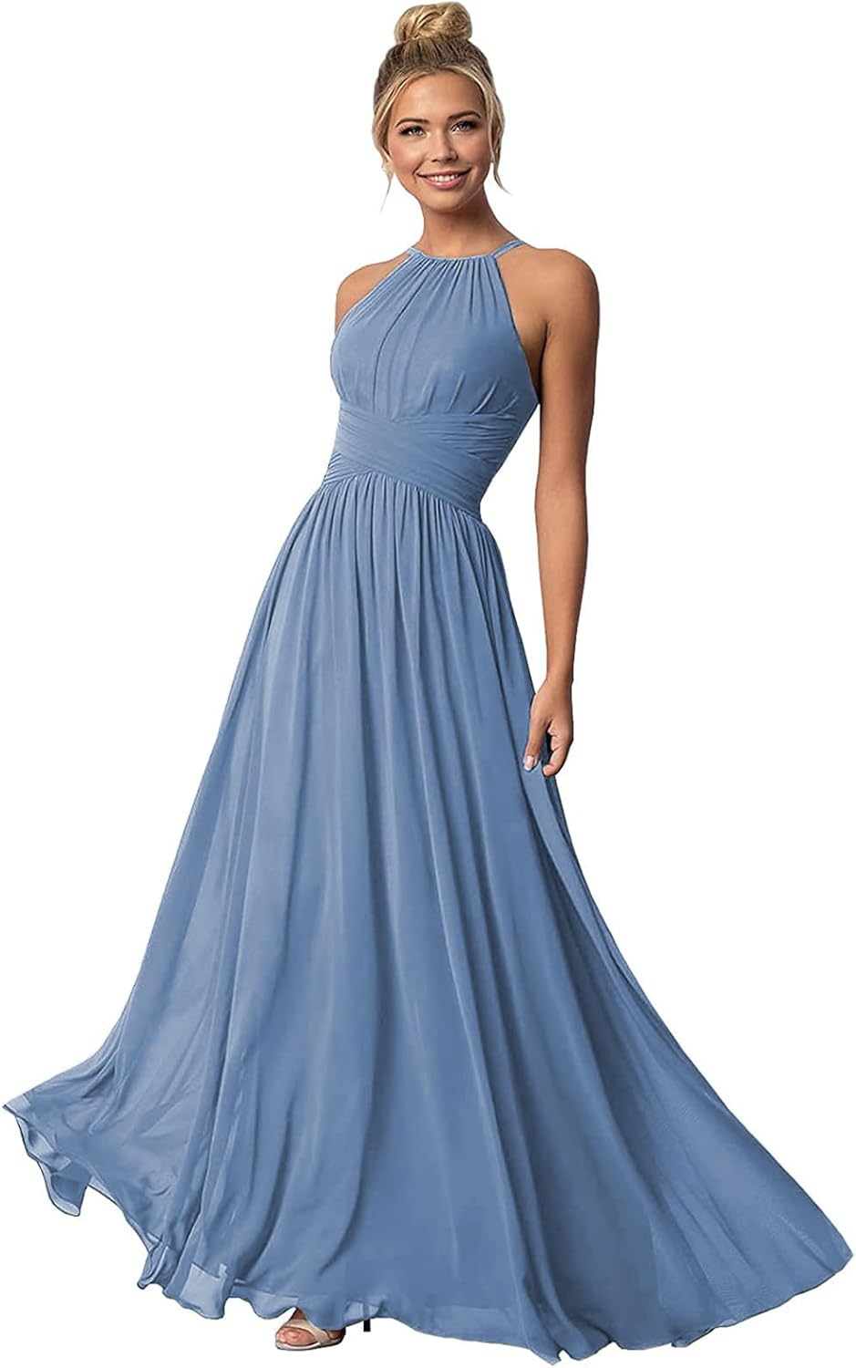 Women's Halter Bridesmaid Dresses Long Chiffon Formal Dresses Evening Party Dress 2026