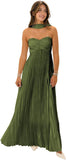 Flowy Chiffon Bridesmaid Prom Dress with Scarf Strapless Pleated Formal Evening Dresses