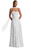 Floral Lace Bridesmaid Dresses for Women Long Spaghetti Straps Formal Evening Gowns with Scarf