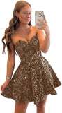 Sequin Short Homecoming Dresses for Teens Sparkly A Line Prom Dress Tight Cocktail Dresses Evening Gown with Pocket