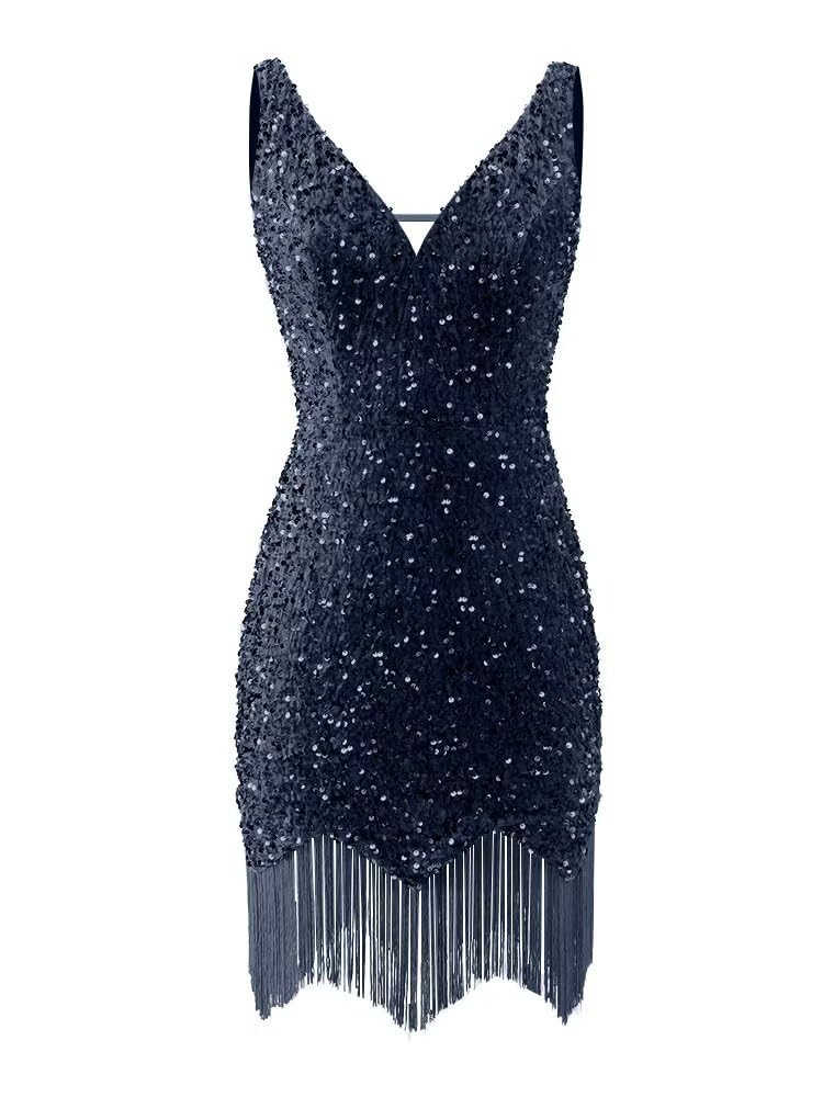 Kingbridal Gowns V Neck Sequin Homecoming Dresses for Teens 2027 Sparkly Tight Short Prom Cocktail Party Gowns with Tassels