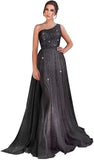 One Shoulder Sequin Prom Dress Long A-Line Tulle Formal Evening Gowns for Women 2027