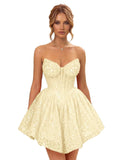 Strapless Sequin Homecoming Dresses for Teens 2026 Sparkly A-line Short Prom Dress Corset Cocktail Party Gowns
