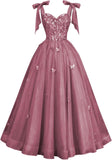 Glitter Tulle Prom Dress for Teens 3D Butterfly Long Ball Gowns Sequin Princess Quinceanera Dresses with Bow
