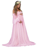 Kingbridal Pearl Tulle Maternity Dress for Photoshoot Long Puffy Sleeve Pregnancy Gown