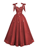 Glitter Tulle Prom Dress for Teens 3D Butterfly Long Ball Gowns Sequin Princess Quinceanera Dresses with Bow