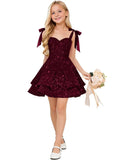 Sparkly Sequin Flower Girl Dress Tiered Cute Bow Spaghetti Straps Sweetheart Toddler Formal Dresses 2026