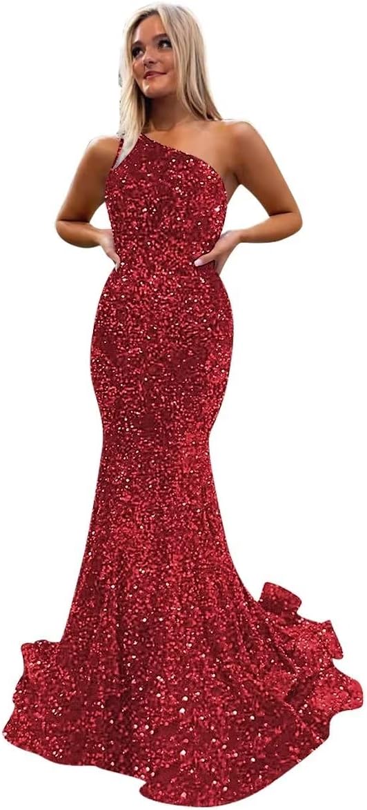 Women's Strapless Sequin Prom Dresses with Train Criss-Cross Mermaid Long Formal Evening Gowns