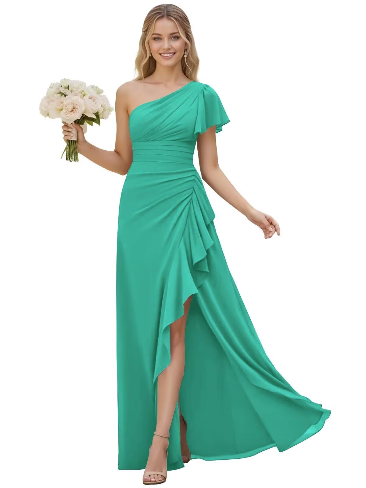 One Shoulder Chiffon Bridesmaid Dresses for Women 2026 A-line Formal Dress
