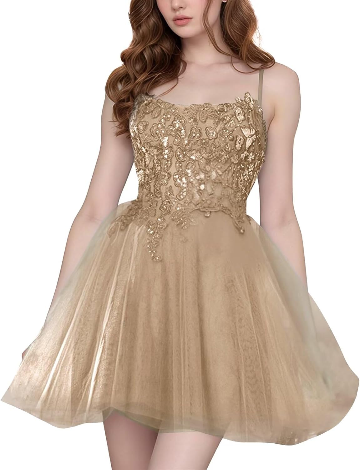 Tulle Homecoming Dresses Short Wedding Dresses 2027 Spaghetti Strap Prom Dress A Line Lace Applique Formal Party Gown