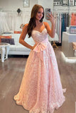 Lace Tulle Prom Dresses with Bow Appliques Corset A Line Long Formal Dress