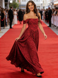 Jacquard Chiffon Bridesmaid Dresses Long Off The Shoulder Formal Evening Dress for Women