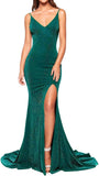 Women's Prom Dress Long High Slit Mermaid Formal Evening Gown for Wedding