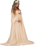 Kingbridal Pearl Tulle Maternity Dress for Photoshoot Long Puffy Sleeve Pregnancy Gown