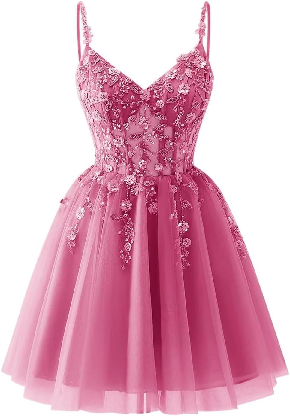 Lace Applique Tulle Homecoming Dresses for Teens Sparkly 3D Flower Short Prom Dress Sequin Quinceanera DAMA Dress