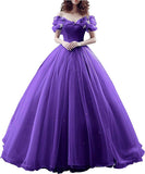 Tulle Ball Gown Cinderella's Off Shoulder Quinceanera Dress Wedding Dresses Evening Formal Gown