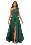 One Shoulder Bridesmaid Dresses Long for Women Satin Formal Gown Wedding Guest Dress