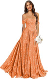 Jacquard Chiffon Bridesmaid Dresses Long Off The Shoulder Formal Evening Dress for Women
