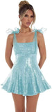 Sparkly Sequin Homecoming Dresses for Teens 2027 Spaghetti Strap Short Prom Dress with Bow Glitter Tulle Cocktail Party Gown