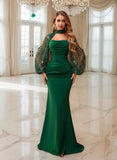Kingbridal Gowns Long Sleeve Prom Dresses 2026 Mermaid Satin Formal Dress for Women Sparkly Sequin Halter Neck Evening Party Gowns