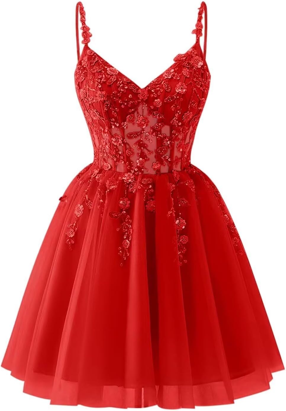 Lace Applique Tulle Homecoming Dresses for Teens Sparkly 3D Flower Short Prom Dress Sequin Quinceanera DAMA Dress