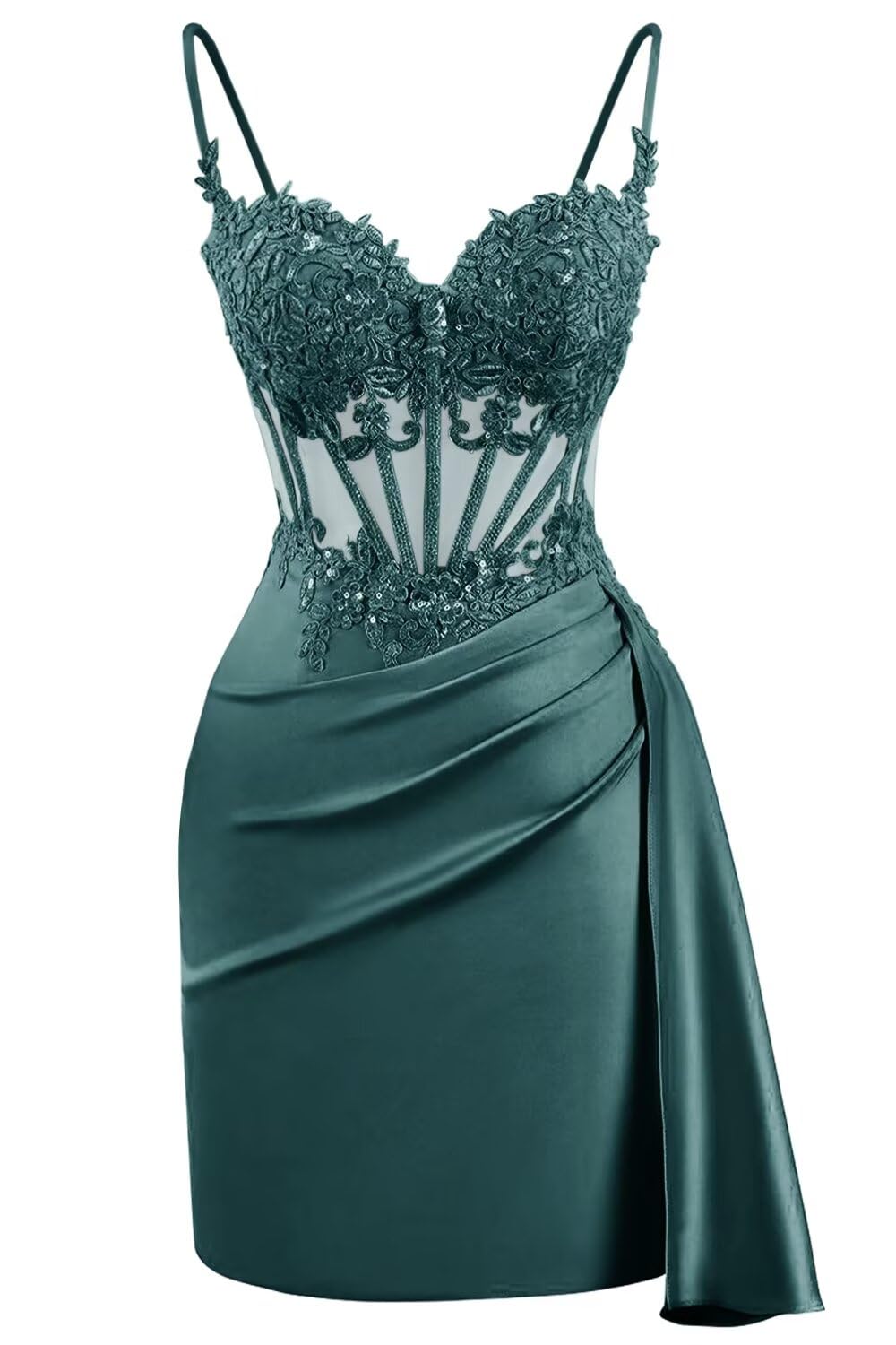 Lace Satin Homecoming Dresses for Teens 2027 Short Prom Dress Spaghetti Straps Corset Cocktail Formal Evening Gowns