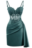 Lace Satin Homecoming Dresses for Teens 2027 Short Prom Dress Spaghetti Straps Corset Cocktail Formal Evening Gowns