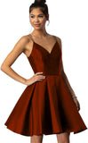Women's Short Homecoming Dresses for Teens 2025 V Neck Satin Prom Cocktail Gowns