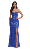 Mermaid Sequin Lace Prom Dresses Long for Women 2026 Spaghetti Straps Corset Formal Evening Party Gown with Slit