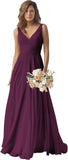 Chiffon Bridesmaid Dresses Long for Women A Line Ruched Formal Porm Evening Gowns