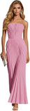 Women's Strapless Pleated Bridesmaid Dress Elegant Sweetheart Neck Formal Prom Gown for Wedding Guest