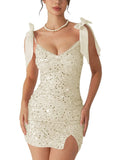 Sequin Mini Homecoming Dresses for Teens 2027 Short Bodycon Cocktail Dress Party Gowns with Bow Straps