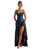 Sequin Prom Dresses with Slit 2026 Spaghetti Straps V Neck Corset A Line Formal Dress